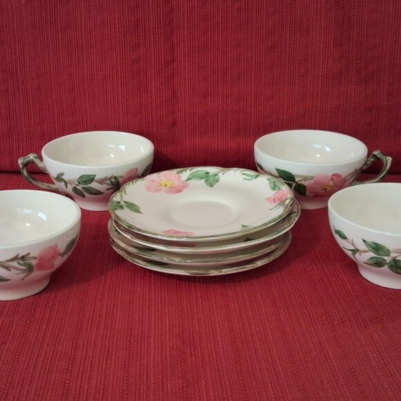 Vintage Franciscan Desert Rose Set Of 4 Cups And 4 Saucers - Picture 2 of 10